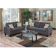 Poundex Furniture 2 Piece Fabric Sofa Loveseat Set in Blue Gray Color