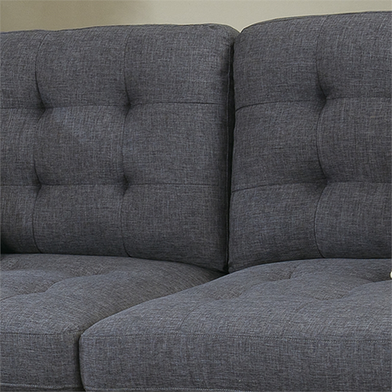 Poundex Furniture 2 Piece Fabric Sofa Loveseat Set in Blue Gray Color