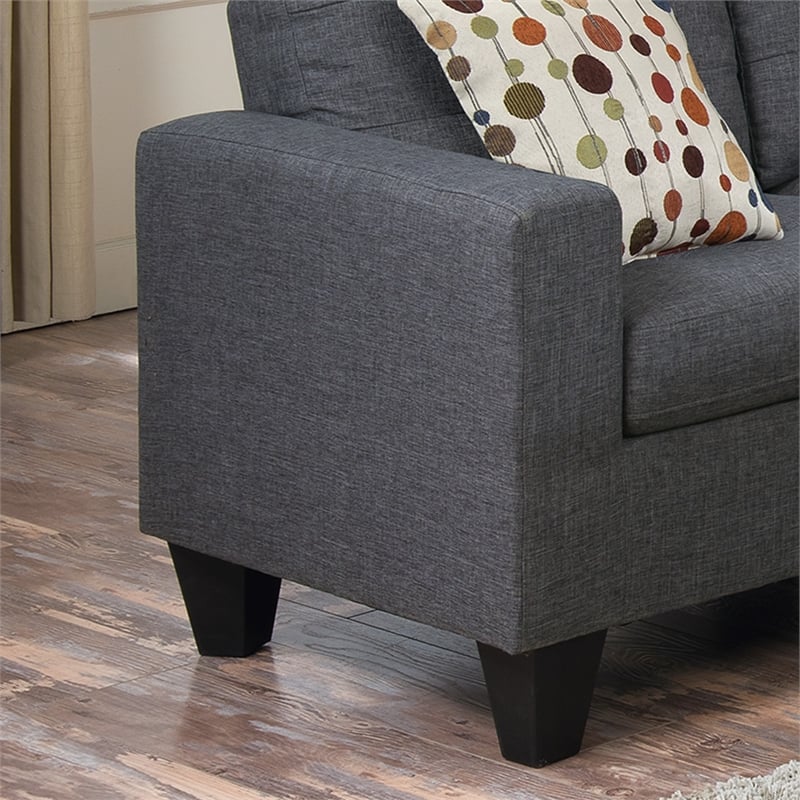 Poundex Furniture 2 Piece Fabric Sofa Loveseat Set in Blue Gray Color