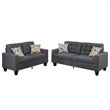 Poundex Furniture 2 Piece Fabric Sofa Loveseat Set in Blue Gray Color