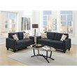 Poundex Furniture 2 Piece Fabric Sofa Loveseat Set in Black Color