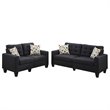Poundex Furniture 2 Piece Fabric Sofa Loveseat Set in Black Color