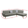 Poundex Furniture 2 Piece Fabric Sectional Sofa Set in Gray Color