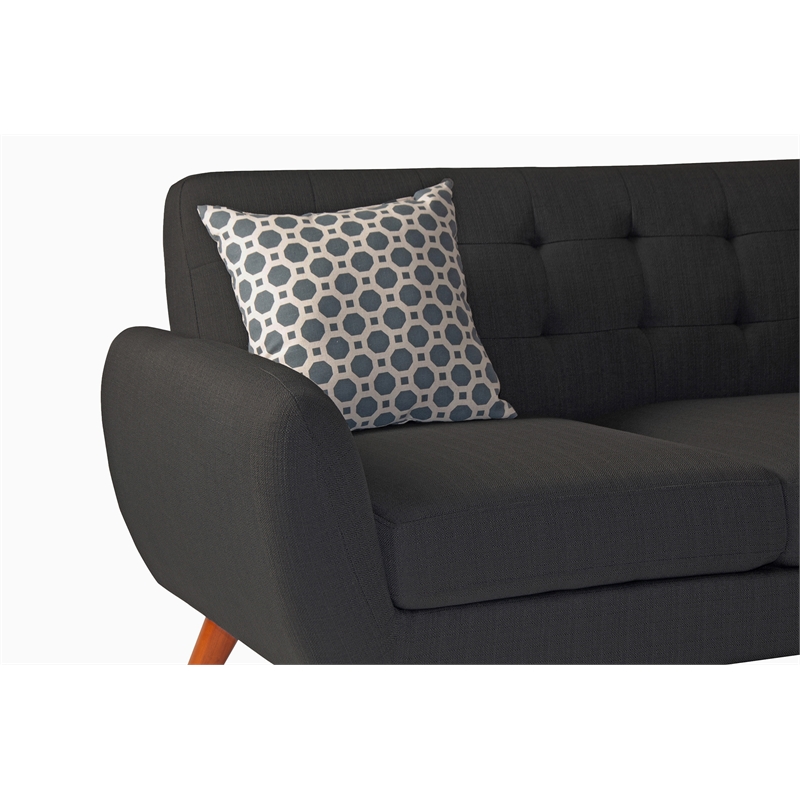 Poundex Furniture 2 Piece Fabric Sectional Sofa Set in Ash Black