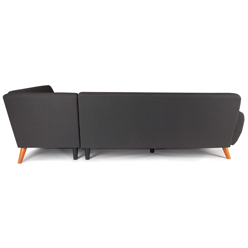 Poundex Furniture 2 Piece Fabric Sectional Sofa Set in Ash Black