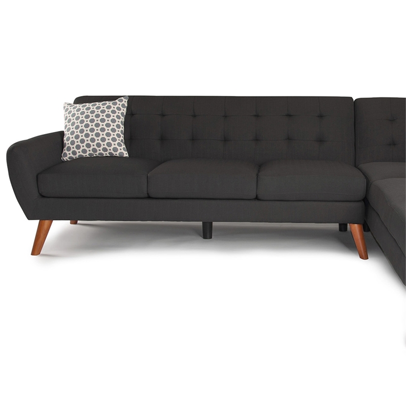 Poundex Furniture 2 Piece Fabric Sectional Sofa Set in Ash Black