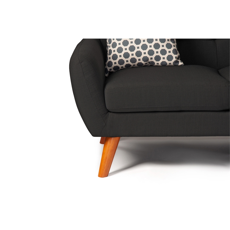 Poundex Furniture 2 Piece Fabric Sectional Sofa Set in Ash Black