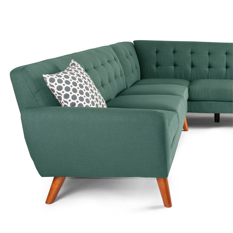 Poundex Furniture 2 Piece Fabric Sectional Sofa Set in Laguna Blue Color