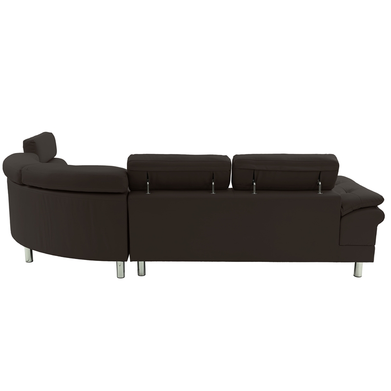 Poundex Furniture 2 Piece Faux Leather Sectional in Espresso Color