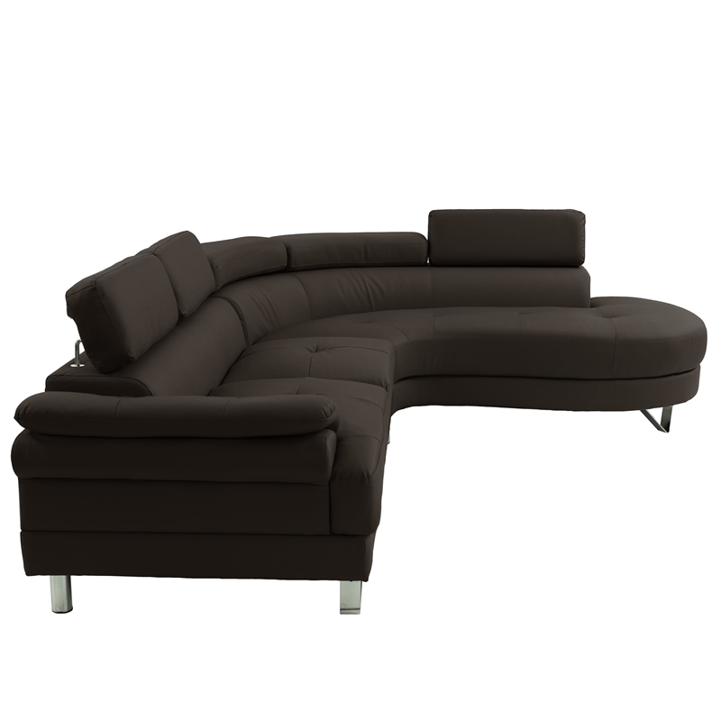 Poundex Furniture 2 Piece Faux Leather Sectional in Espresso Color