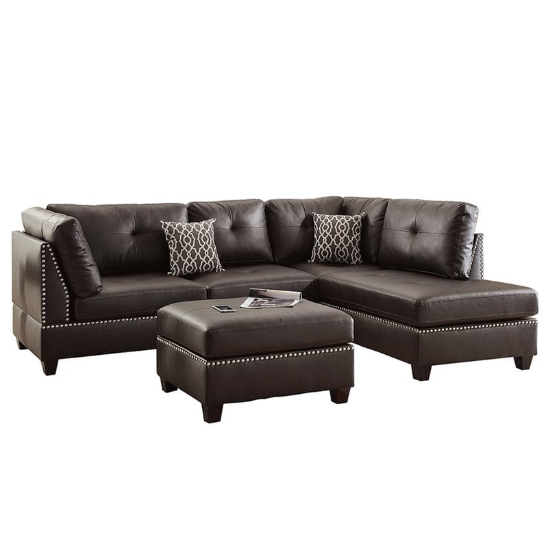 Black sectional store with silver studs