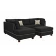 Poundex 3 Piece Fabric Sectional Sofa Set with Ottoman in Black
