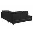 Poundex 3 Piece Fabric Sectional Sofa Set with Ottoman in Black