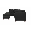 Poundex 3 Piece Fabric Sectional Sofa Set with Ottoman in Black