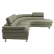 Poundex Furniture 2 Piece Faux Leather Sectional in Light Gray