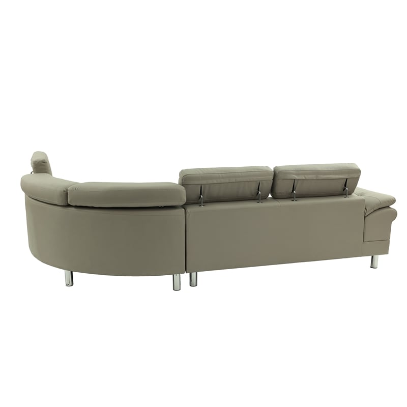 Poundex Furniture 2 Piece Faux Leather Sectional in Light Gray