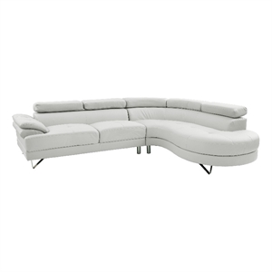Poundex Furniture 2 Piece Faux Leather Sectional in White Color