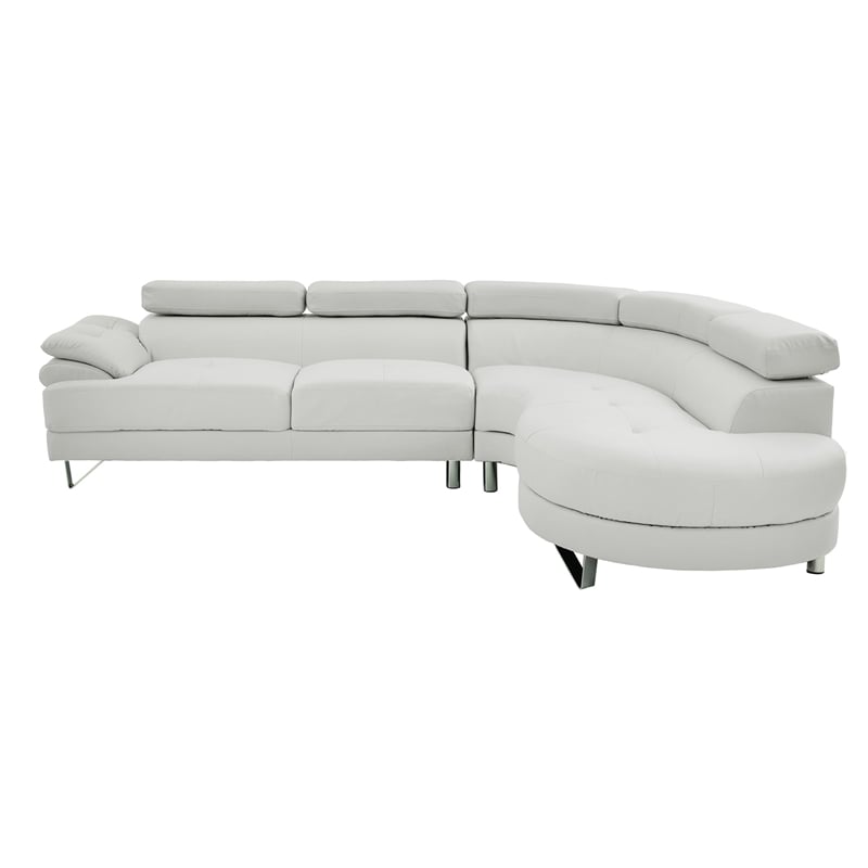 Poundex Furniture 2 Piece Faux Leather Sectional in White Color