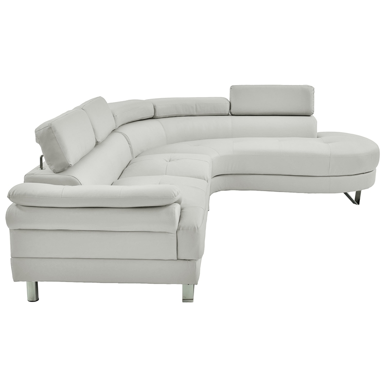 Poundex Furniture 2 Piece Faux Leather Sectional in White Color