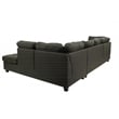 Poundex Furniture 2 Piece Fabric Sectional Sofa Set in Ash Black