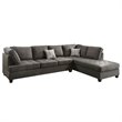 Poundex Furniture 2 Piece Fabric Sectional Sofa Set in Ash Black