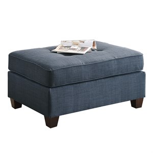 Poundex Furniture Tufted Fabric Cocktail Ottoman in Blue Color