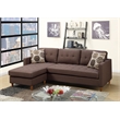 Poundex Furniture 2 Piece Fabric Sectional Sofa Set in Chocolate Finish