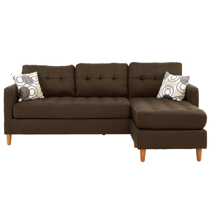 Poundex Furniture 2 Piece Fabric Sectional Sofa Set in Chocolate Finish