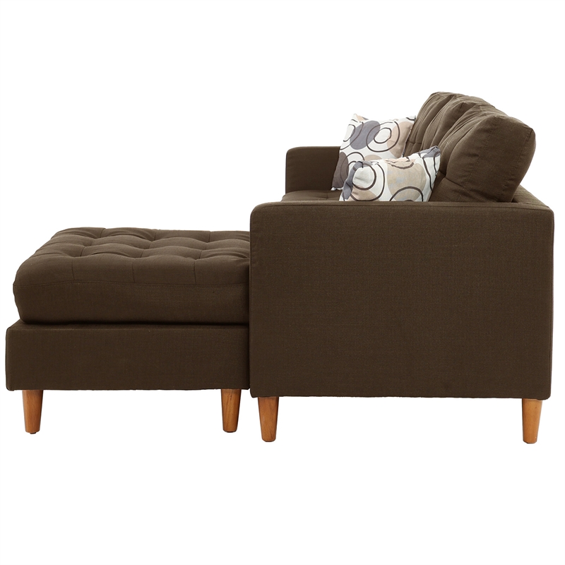 Poundex Furniture 2 Piece Fabric Sectional Sofa Set in Chocolate Finish