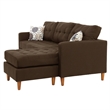Poundex Furniture 2 Piece Fabric Sectional Sofa Set in Chocolate Finish