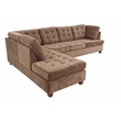 Poundex Furniture 2 Piece Fabric Suede Reversible Sectional Set in Truffle Brown