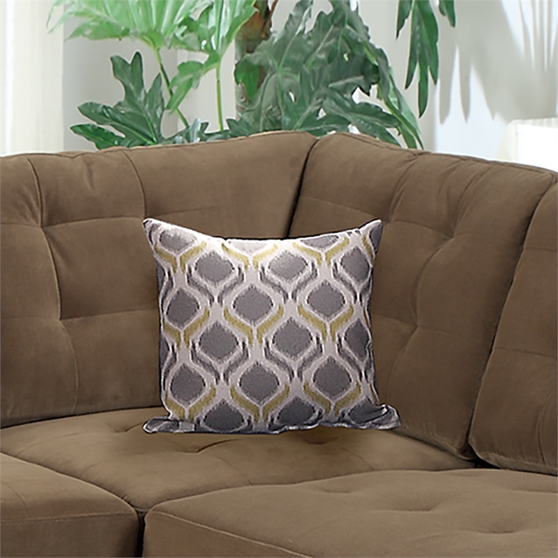 Poundex Furniture 2 Piece Fabric Suede Reversible Sectional Set in Truffle Brown