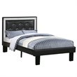 Poundex Furniture Twin Faux Leather Bed Frame with Slats in Black