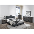 Poundex Twin Burlap Fabric Upholstered Bed Frame with Slats in Charcoal