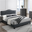 Poundex Twin Burlap Fabric Upholstered Bed Frame with Slats in Charcoal