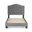 Poundex Twin Velvet Fabric Upholstered Bed Frame with Slats in Gray
