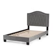 Poundex Twin Velvet Fabric Upholstered Bed Frame with Slats in Gray