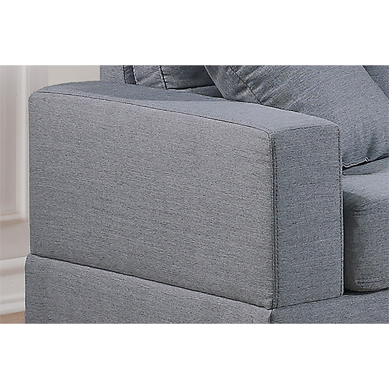 Poundex Furniture 2 Piece Fabric Sofa and Loveseat Set in Gray