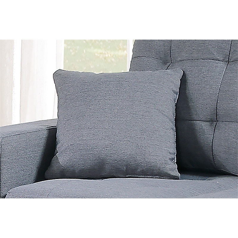 Poundex Furniture 2 Piece Fabric Sofa and Loveseat Set in Gray