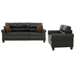 Poundex Furniture 2 Piece Faux Leather Sofa and Loveseat Set in Espresso Color