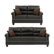 Poundex Furniture 2 Piece Faux Leather Sofa and Loveseat Set in Espresso Color
