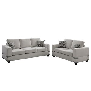 poundex 2 piece chenille fabric sofa and loveseat set