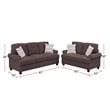 Poundex 2 Piece Chenille Sofa and Loveseat Set with Nailhead Trim in Dark Coffee