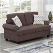 Poundex 2 Piece Chenille Sofa and Loveseat Set with Nailhead Trim in Dark Coffee