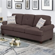 Poundex 2 Piece Chenille Sofa and Loveseat Set with Nailhead Trim in Dark Coffee