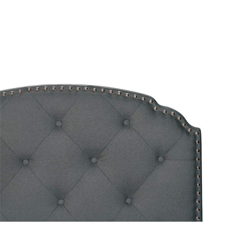 Poundex Twin Burlap Fabric Upholstered Bed Frame with Slats in Charcoal