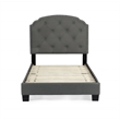 Poundex Twin Burlap Fabric Upholstered Bed Frame with Slats in Charcoal