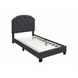 Poundex Twin Burlap Fabric Upholstered Bed Frame with Slats in Charcoal