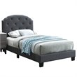 Poundex Twin Burlap Fabric Upholstered Bed Frame with Slats in Charcoal