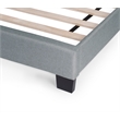 Poundex Twin Burlap Fabric Upholstered Bed Frame with Slats in Light Gray